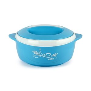 CELLO Sapphire Insulated Inner Steel Casserole for Roti, 1500ml, Blue Hot Box for Kitchen Hot Pot for Home Chapati Box Locks in The Cold & Heat for Long Serving Bowl with Lid