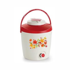 Cello Atlas Insulated Water Jug Inner Stainless Steel Jug Hot & Cold Easy To Carry 5 litres, White & Red