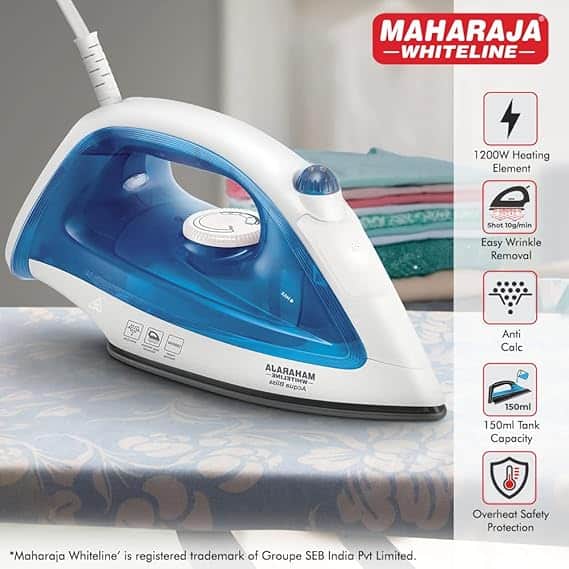 Maharaja Whiteline Acqua Bliss Steam Iron, 1200W - SI-131 (Blue & White)