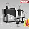 Maharaja Whiteline Plastic Odacio Plus 550 Watts Juicer Mixer Grinder With 3 Versatile Jars Food Grade Safe 2 Year Warranty (Black & Silver)