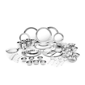 Shri & Sam Stainless Steel Shagun Dinner Set 50 Pcs Set Serves 6 People - Solid